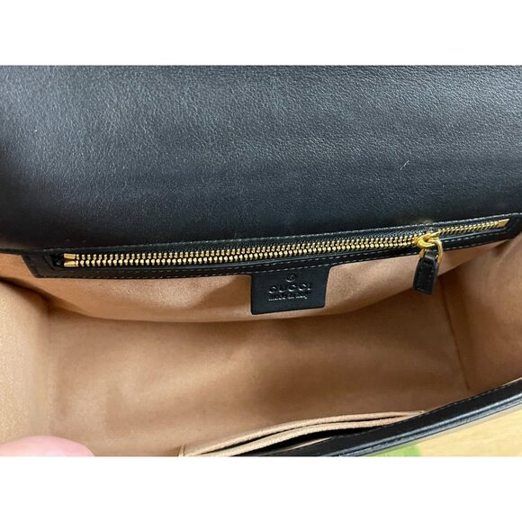 GUCCI Black Large Leather Padlock Chain Bag Shoulder Gold Lock Key Crossbody EUC - Picture 11 of 16